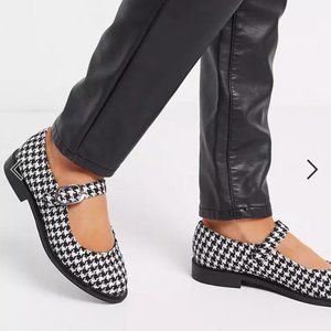 Wide Fit Ven mary jane flat shoes in houndstooth mod ASOS DESIGN US 6